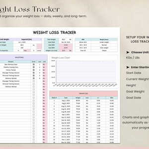 Printable Weight Loss Journal Spreadsheet
This Printable Weight Loss Journal Spreadsheet helps you track every aspect of your weight loss journey, from daily habits to long-term progress. Includes space for goals, motivation, exercise, and food tracking. A digital and printable tool for staying accountable and focused.