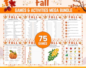 Fall Game Bundle, Fall Trivia Games, Printable Fall party Games for adults kids, Fall Games & Activities, Apple Pumpkin Games, Office Games