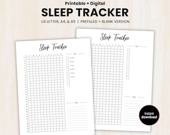 Sleep Tracker Yearly, Printable Daily Sleep Log, Track Sleep, Pixel Sleep Tracker, Health & Wellness Journal, Health Log PDF-Letter/A4/A5