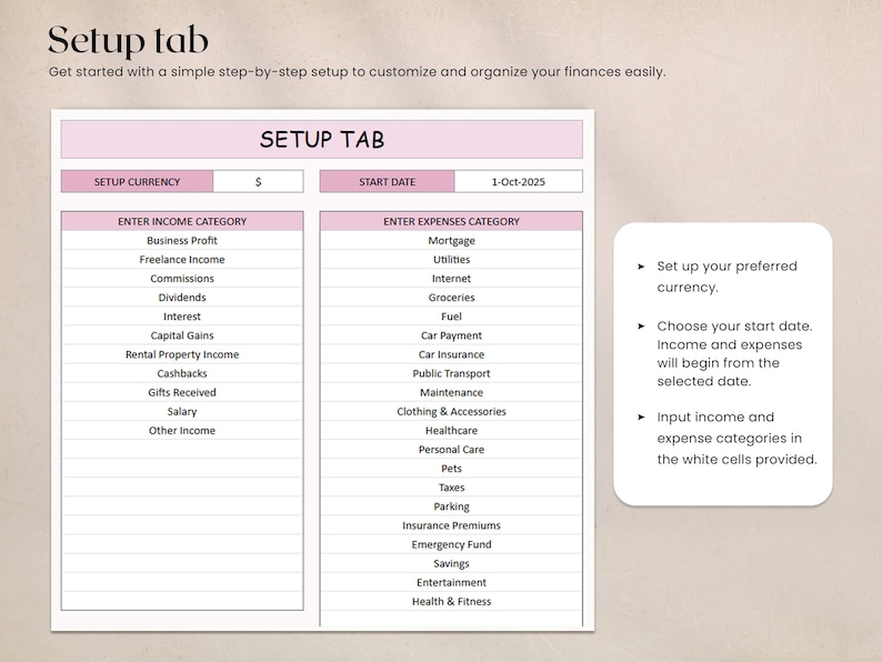 Income and Expense Tracker Spreadsheet for Google Sheets Excel ...