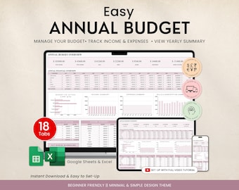 Jahresbudget Tabelle Google Sheets Excel Budget Vorlage Monatlicher Budgetplaner Familie Jährliche Budgetverfolgung