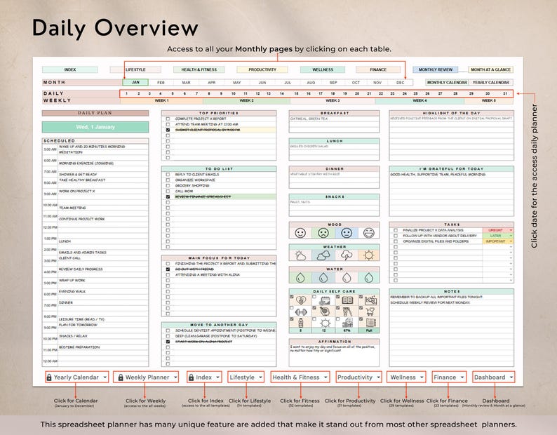 Habit Tracker and Goal Tracker Spreadsheet
Monitor your routines with this Habit Tracker and Goal Tracker Spreadsheet. Track progress, build consistency, and achieve your personal and professional goals. Designed in Google Sheets, this digital planner is perfect for goal-setting, self-improvement, and life management.
