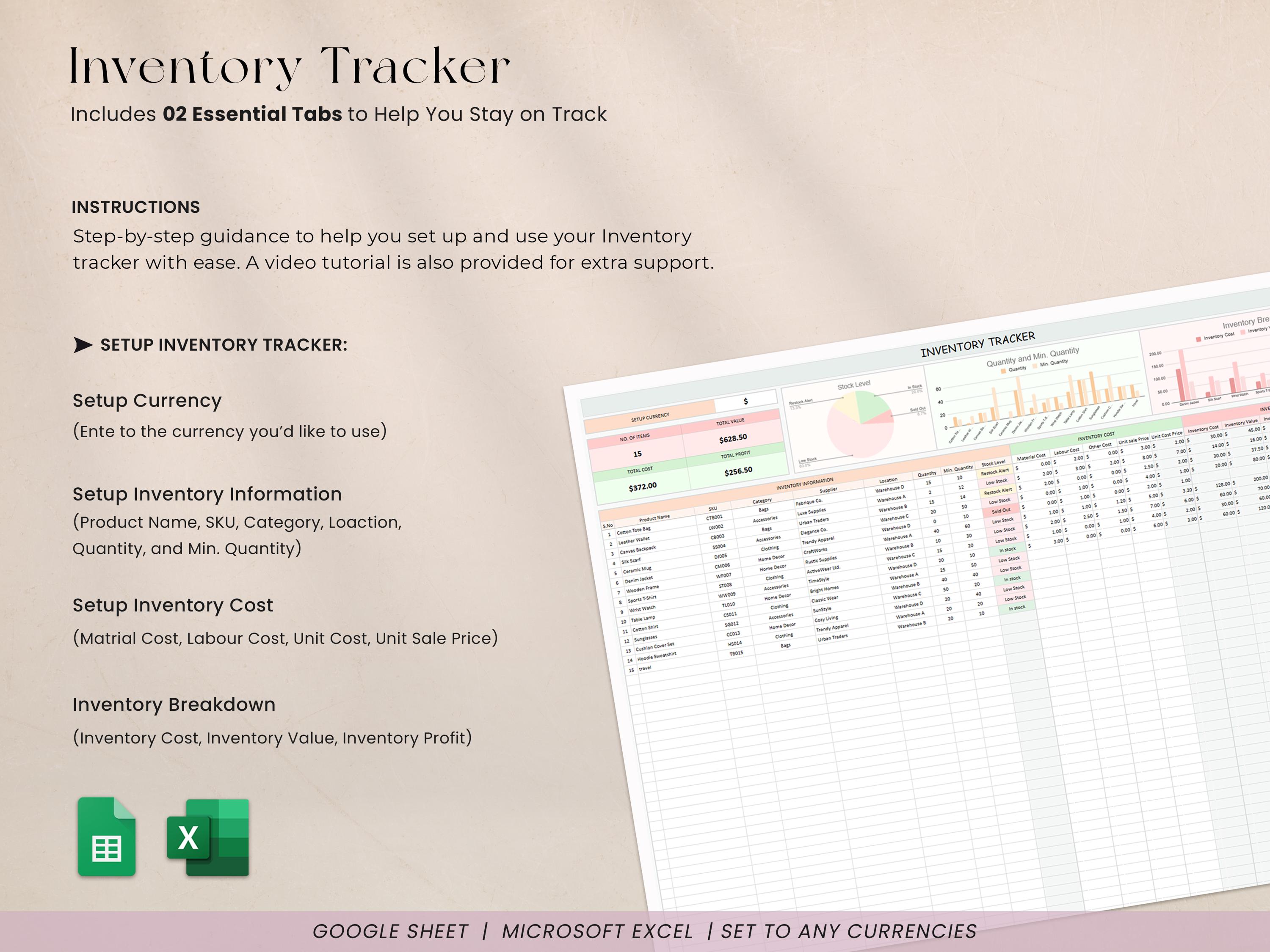 Inventory Tracker Google Sheets Excel Template Inventory Management ...