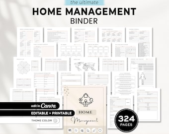 Home Management Binder, Printable Life planner Bundle, Editable Home Cleaning Schedule, Household Organizer, Budget Productivity Trackers
