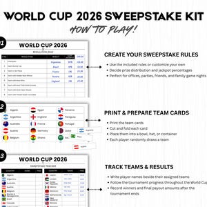 World Cup 2026 Sweepstake Kit Printable, Soccer Pool Game, Office Party Game, Watch Party Kit, Instant Download PDF