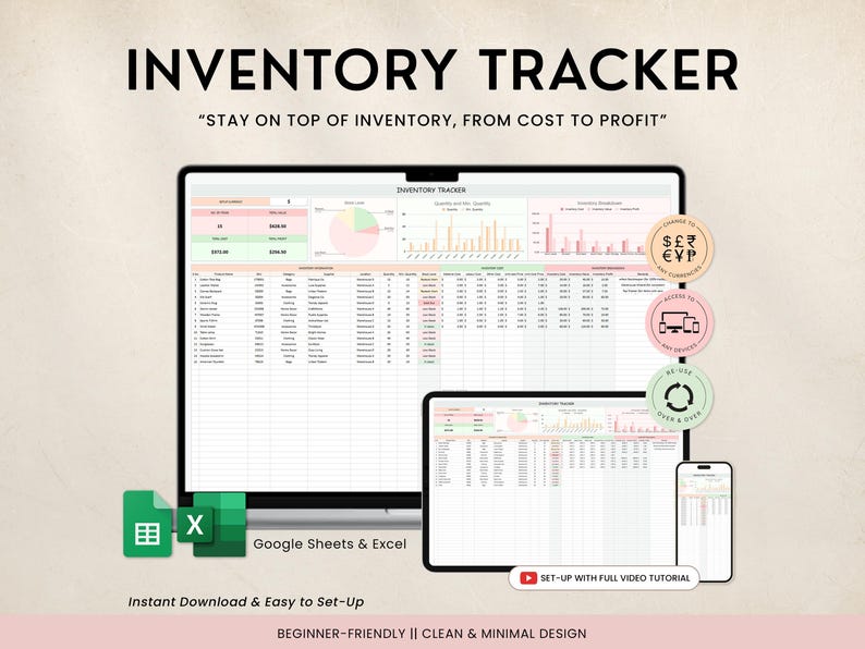Inventory Tracker Google Sheets Excel Template Inventory Management ...