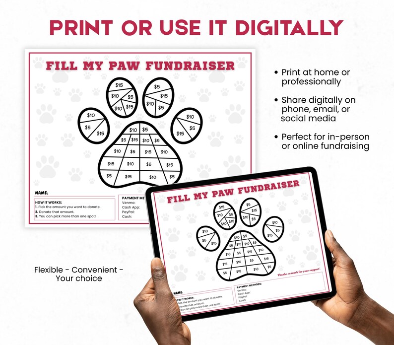 Editable Fill My Paw Fundraiser Template, Color My Paw Fundraising ...