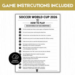World Cup 2026 Sweepstake Kit Printable, Soccer Pool Game, Office Party Game, Watch Party Kit, Instant Download PDF