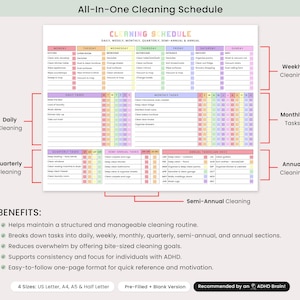 Minimalist ADHD cleaning system bundle with customizable Canva templates for stress-free home cleaning