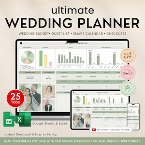 Wedding Planner Spreadsheet, Wedding Budget Spreadsheet, Wedding Google sheets Budget, Wedding Planning Checklist, Excel Seating Plan