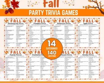Fall Trivia Game, Printable Autumn Trivia Quiz, Fall party Game, Fall Quiz Games, Fall Family Game, Friendsgiving Activity, Classroom Games