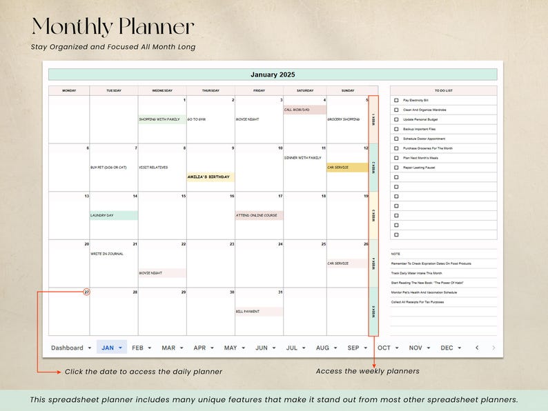 Budget Tracker and Expense Planner
Stay on top of your finances with this Budget Tracker and Expense Planner. Track monthly expenses, savings, and income all in one spreadsheet. Compatible with Google Sheets, it’s ideal for personal budgeting and financial planning for 2025 and 2026.