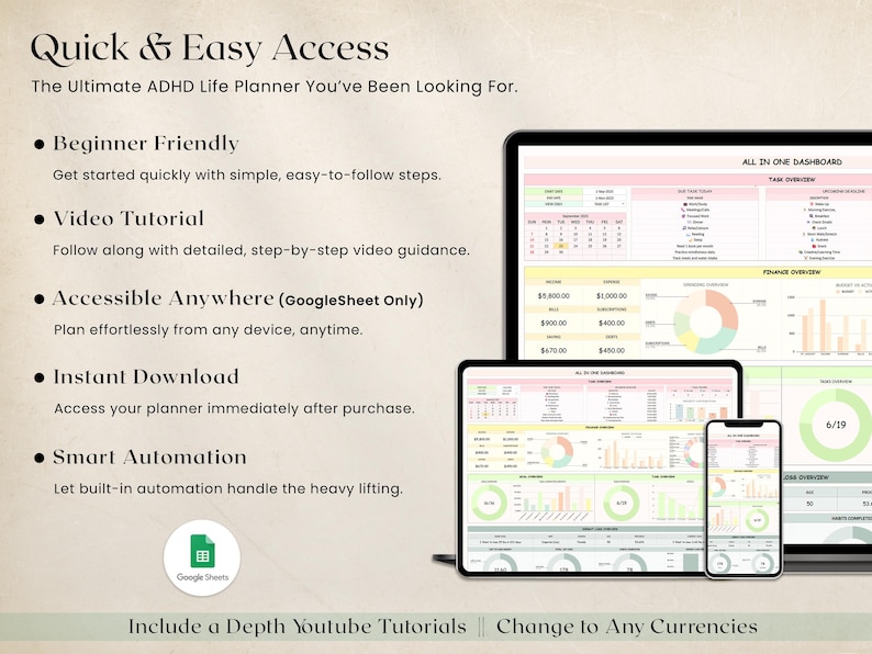 ADHD Calendar and Habit Planner Spreadsheet
Improve routines with this ADHD Calendar and Habit Planner. Track habits, log progress, and stay consistent with a structured Google Sheets system. Perfect for people who need a digital tool to build healthy habits and stay accountable.