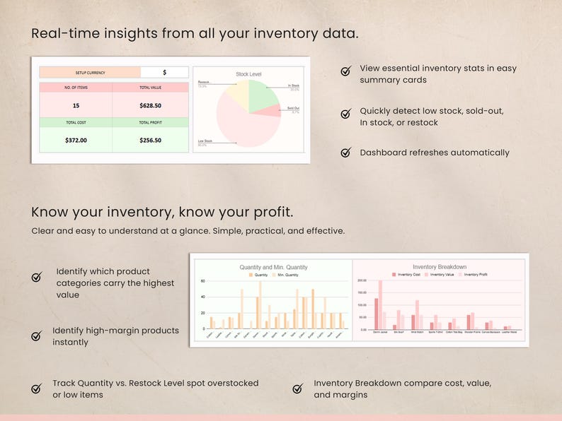Reorder Alerts Inventory Template
Avoid running out of stock with this Reorder Alerts Inventory Template. Automatically alerts you when product quantities reach a minimum threshold. Fully editable in Google Sheets or Excel, this template ensures you reorder on time and never lose sales due to stock shortages. Perfect for small businesses and eCommerce stores.