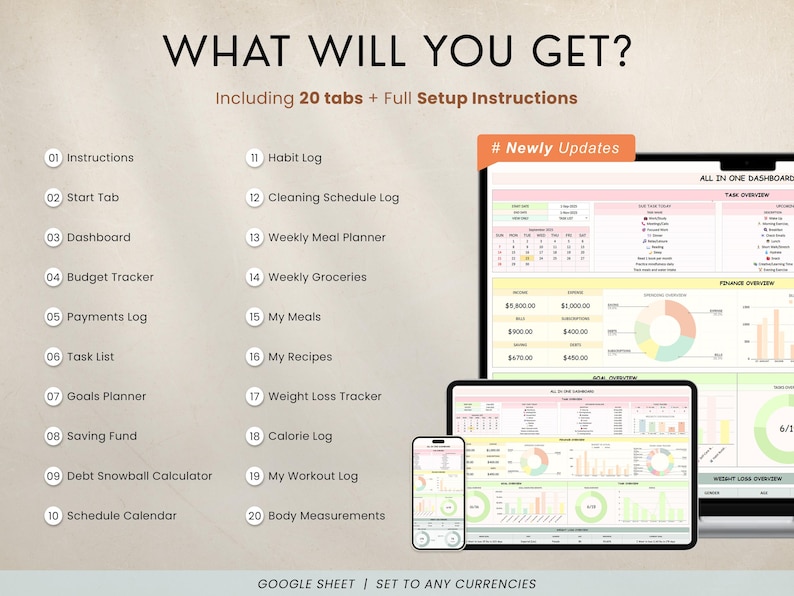 Digital Life Planner Google Sheets Template
Boost productivity and reduce stress with this Digital Life Planner for Google Sheets. Track finances, tasks, meals, and habits in one editable spreadsheet. Designed for ADHD organization, it helps you simplify routines and keep every part of your life in balance.