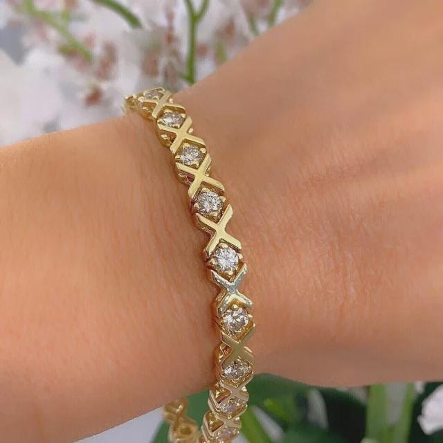 ブレスレット STONEHENgE XOXO 14K Diamond Bracelet X O Tennis Bracelet - Etsy Canada