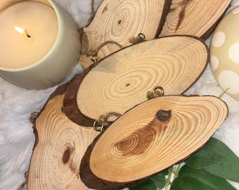 X5 DIY Wood Slice Plaques with Hooks - Craft Supply Set of 5