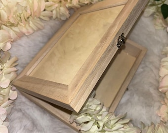 Wooden Photograph box with clip and glass top, Mini storage DIY Gift Box