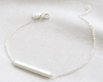 Horizontal Bar Bracelet Silver Comfortable clip everyday wear Sleek Design Dainty Layering Bracelet