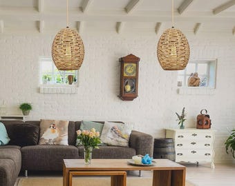 Frideko Modern Ceiling Light Rattan Basket Style - X001MV7BPV