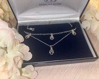 Sterling silver Angel necklace and bracelet pair dainty Jewellery