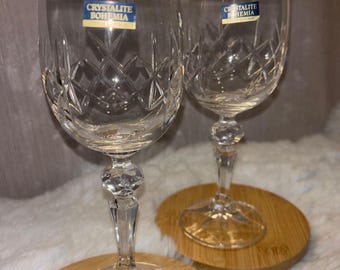 X2 Crystallite Goblet Glasses in Silk Gift boxed made in Czech Republic W17