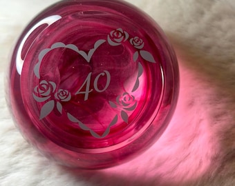 Caithness glass Celebration  '40' handcrafted Paperweight Pink swirl Design *SO4