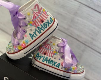 Bling Circus Theme Sneakers, Bling Baby Shoes, Custom Chucks