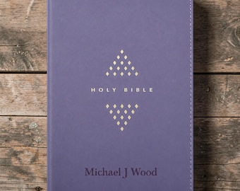 Personalized NLT Bible | Custom Engraved Purple Faux Leather Zipper Bible | Large Print | Christian Gift, Confirmation Gift
