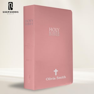 Personalized Pink Faux Leather NIV Bible, Small Print New International Bible Custom Silver Foil Imprint Cover, Thin Bible Confirmation Gift