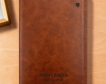 Personalized NET Reference Bible | Custom Engraved Brown Faux Leather Bible | Medium Print | Christian Gift