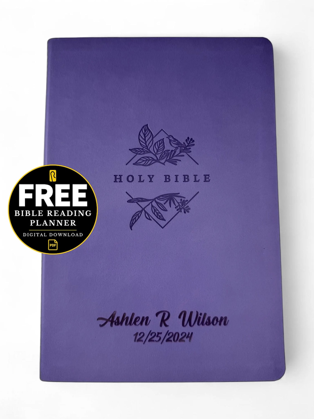 Personalized NLT Purple Faux Leather Holy Bible, New Living Translation