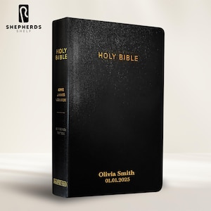 Giant Print Christian KJV Holy Bible, Bonded Leather Custom Gold Foil Name King James Version Reference Bible Gift for Religious Celebration
