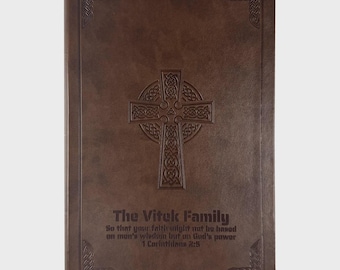 Personalized CSB Bible: Brown Faux Leather Celtic Cross, Large Print