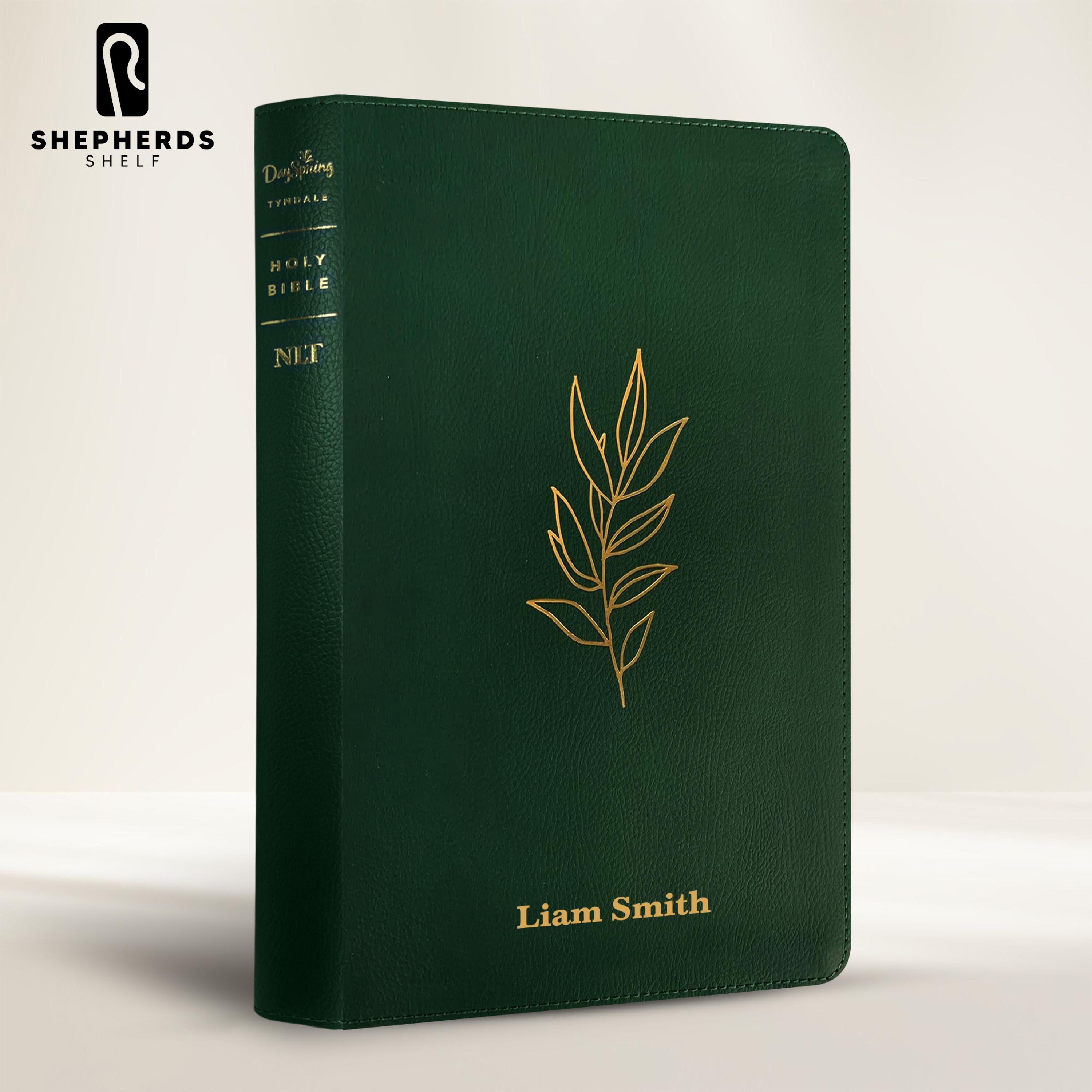 Personalized Premium Large Print NLT Holy Bible, Custom Name in Gold Imprint New Living Translation Bible Gift for Religious Celebrations