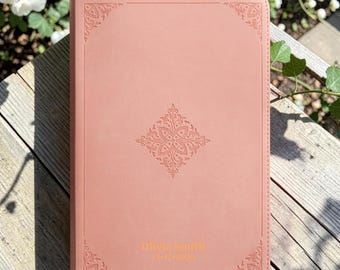 Personalized ESV Dyslexia-Friendly Bible | Custom Engraved Pink Faux Leather | Large Print | Christian Gift, Fleur De Lis Design