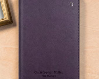 Personalized NET Large Print Bible | Custom Engraved Purple Faux Leather | Cross References | Thumb Index