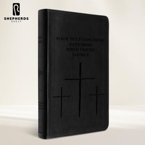 Personalized Thinline ESV Bible With Three Crosses Full Faux Leather Cover, Custom Engraved Large Print English Standard Version Bibles Gift
