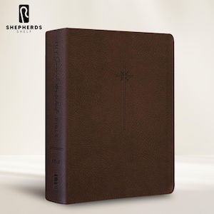 Premium Brown Faux Leather Personalized NIV Holy Bible, Medium Print Custom Black Engraved New International Bible Custom Journaling Bibles