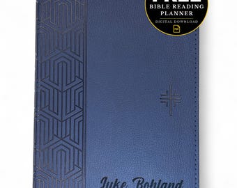 Personalized Blue Geometric NLT Holy Bible: Engraved Gift