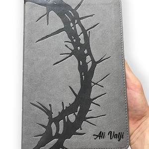 Personalized CSB Reference Bible: Gray Faux Leather, Crown of Thorns Design