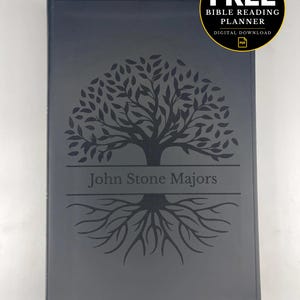 Tree of Life with Custom Texts Full Cover Designed Laser Engraved Black Faux Leather ESV Holy Bible, Standard Size Large Print Thin Bibles