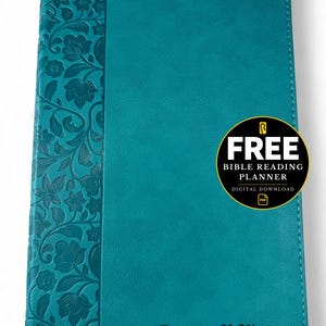 Personalized Bible NASB, Floral Pattern Teal Faux Leather Custom Texts Engraved Large Print New American Standard Bible 2020 Translation