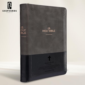 Personalized Two Tone KJV Holy Bible, 10 Point Large Print Custom Name Date Engraved King James Version Thin Compact Bibles