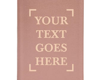 Personalized Rose Gold Faux Leather CSB for Women with Your Own Text Full Cover Design, Custom White Engraved Medium Print Study Bibles
