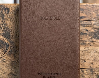 Personalized NIV Foundation Study Bible | Custom Engraved Brown Faux Leather | Red Letter | Christian Gift, Homeschool Bible