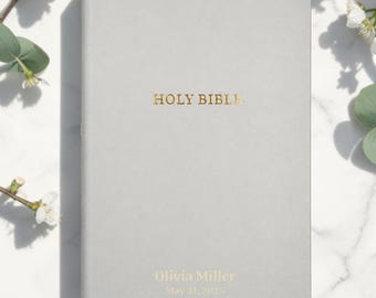 Personalized KJV Gift and Award Bible | Custom Engraved White Faux Leather | Red Letter | Christian Gift