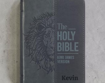 Personalized KJV Bible | Custom Engraved Black Faux Leather Pocket Bible | Extra Small Print | Christian Gift