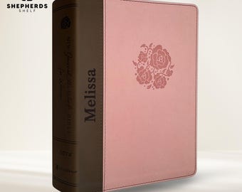 Custom Engraved NIV Journaling Bible, Floral Embossed Pink Faux Leather