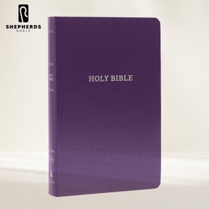 Personalized Purple Faux Leather Thomas Nelson KJV Bible, Small Print Custom Silver Foil Imprint King James Version Thin Holy Bibles